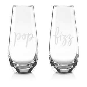 Clear Champagne Flutes crystal with Pop Fizz Design